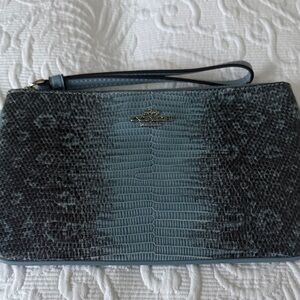 Coach “snake skin” blue wristlet